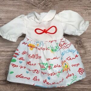 Hello Apple Doll Dress Outfit Fits 8" Small Dolls Colorful Print Vintage Style